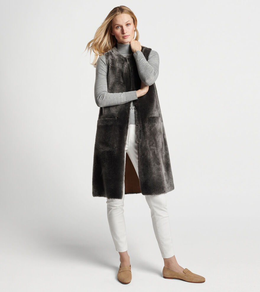 Amelie Reversible Shearling Long Sleeveless Coat image number 5