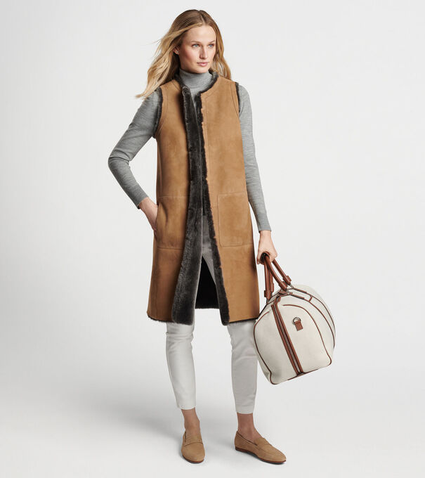 Amelie Reversible Shearling Long Sleeveless Coat