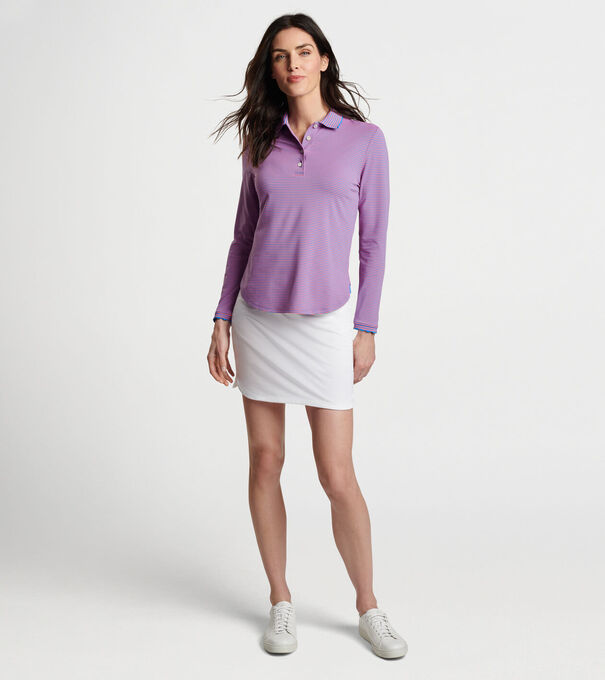 Vista Stripe Opal Long Sleeve Stretch Jersey Polo