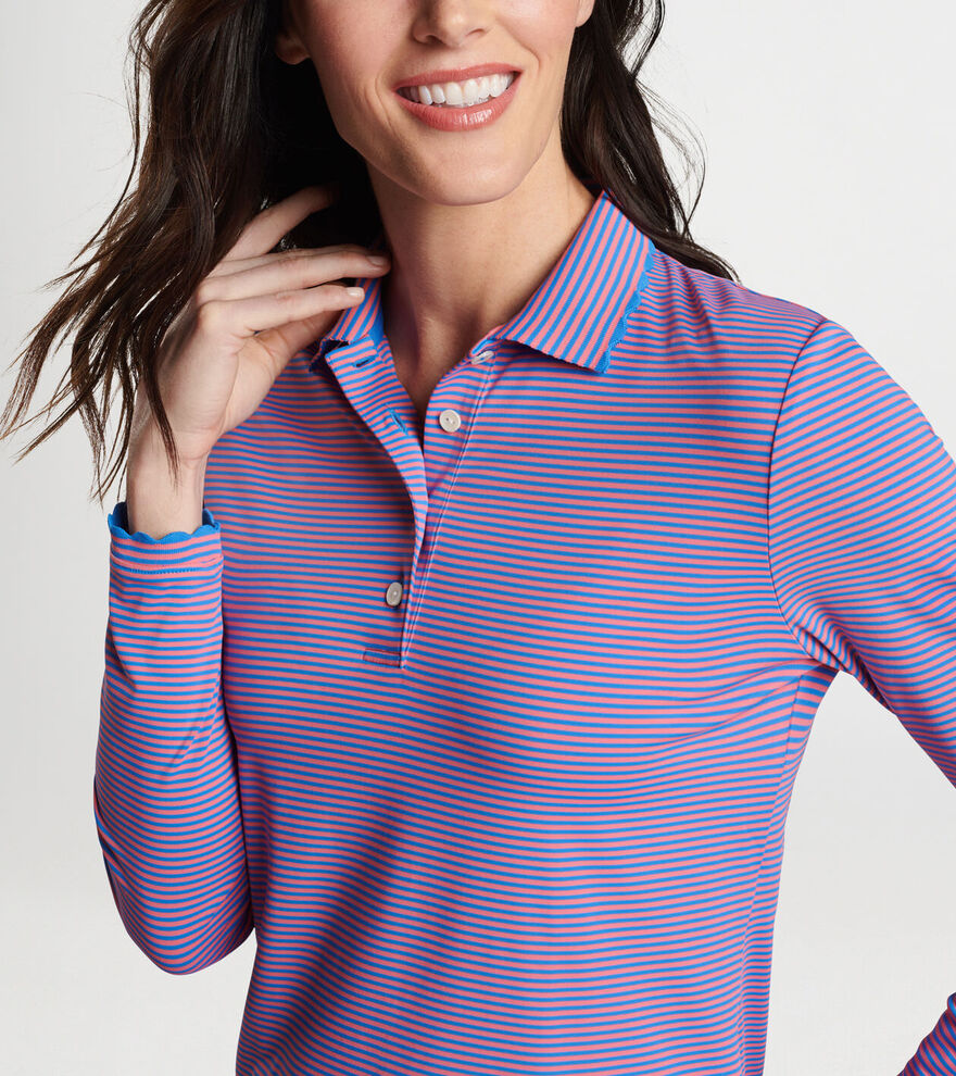 Vista Stripe Opal Long Sleeve Stretch Jersey Polo image number 5