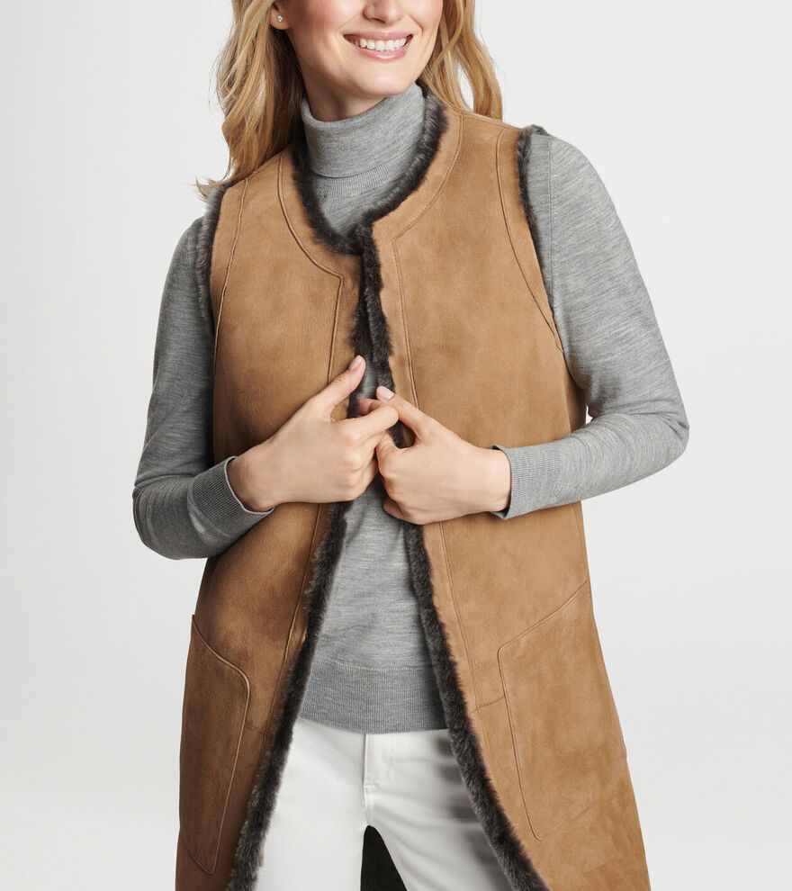 Amelie Reversible Shearling Long Sleeveless Coat image number 6