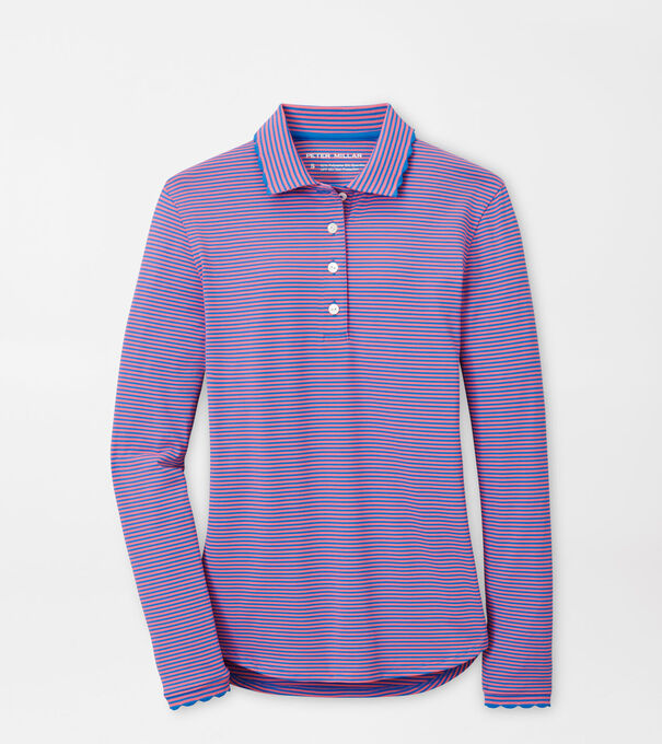 Vista Stripe Opal Long Sleeve Stretch Jersey Polo