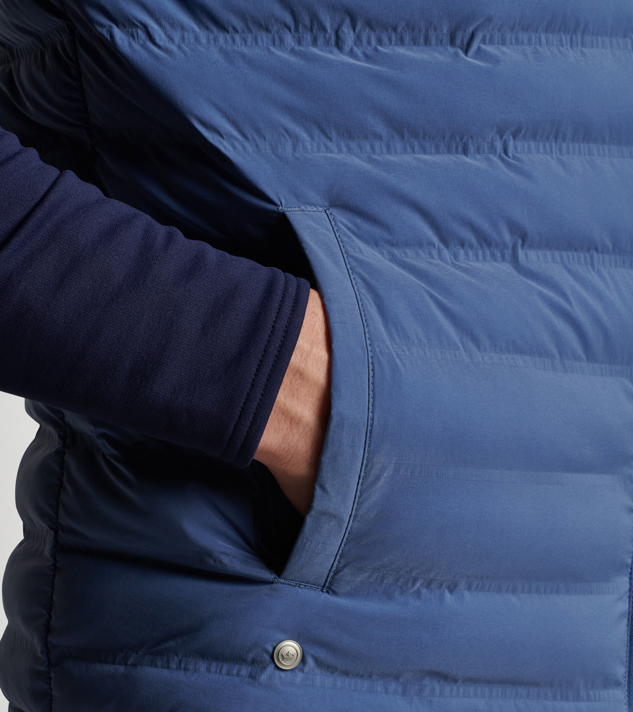 stitchless baffle hybrid jacket